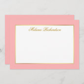 ピンクエレガントの金ゴールドフレーム – サイズを選択 –  ノートカード (正面/裏面)