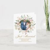 ピンクエレガントの金ゴールドフローラ新着写真結婚ズ 案内状 (正面)