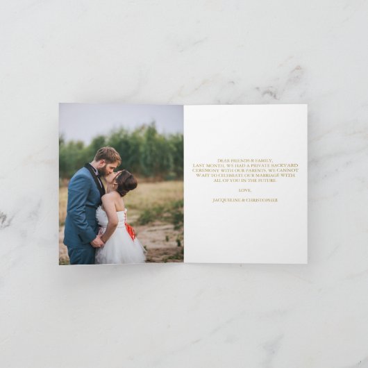 ピンクエレガントの金ゴールドフローラ新着写真結婚ズ 案内状 (内部)