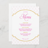 ピンクエレガントの金ゴールドモダンダイヤモンドパターンパーティー メニュー (正面/裏面)
