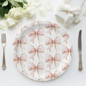 ピンクエレガントの金ゴールド弓パターン赤ちゃんシャワーガール ペーパープレート