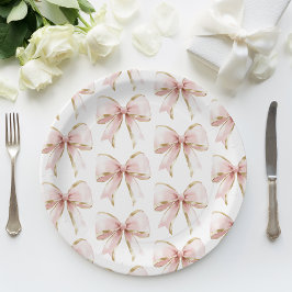 ピンクエレガントの金ゴールド弓パターン赤ちゃんシャワーガール ペーパープレート