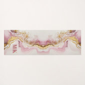 ピンクエレガントの金ゴールド抽象芸術モノグラム ヨガマット (裏面(横))