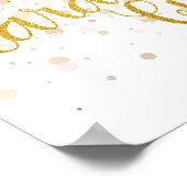 ピンクエレガントの金ゴールド紙吹雪カードのギフトのサイン ポスター (角)