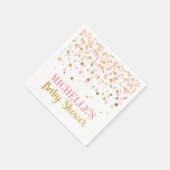 ピンクエレガントの金ゴールド紙吹雪ガールベビーシャワー スタンダードカクテルナプキン (角)