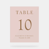 ピンクエレガントの金ゴールド結婚のテーブル番号 アクリルサイン (正面)
