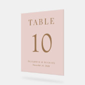 ピンクエレガントの金ゴールド結婚のテーブル番号 アクリルサイン (傾斜)