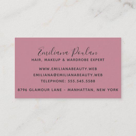 ピンクエレガントの金ゴールド黒のブラシストローク 名刺 (裏面)