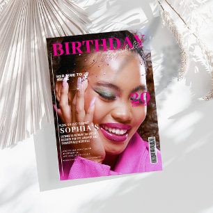 ピンクエレガントの雑誌の表紙30th Birthday 招待状
