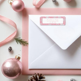 ピンクエレガントの雪の結晶ホリデー冬のリターン ラベル