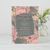 ピンクエレガントの黄金のセージの花葉の卒業 招待状 (スタンド正面)