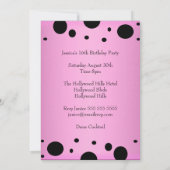 ピンクエレガントの黒いスポット写真スイート16 招待状 (裏面)