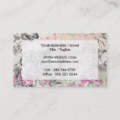 ピンクエレガントの黒フローラコラージュエッフェルタワー 名刺 (裏面)