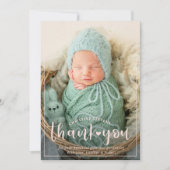 ピンクエレガントの3枚の写真ありがとう誕生のお知らせ シーズンカード (正面)