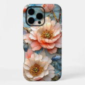 ピンクエレガントの3Dフローラステンドグラスデザイン iPhoneケース (裏面)