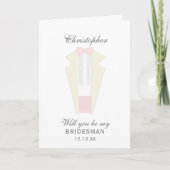 ピンクエレガントのTuxedoブリデスマンのGroomsmanカード 招待状 (正面)