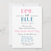 ピンクエレガントまたはブルーの性別の表示招待状 招待状 (正面)