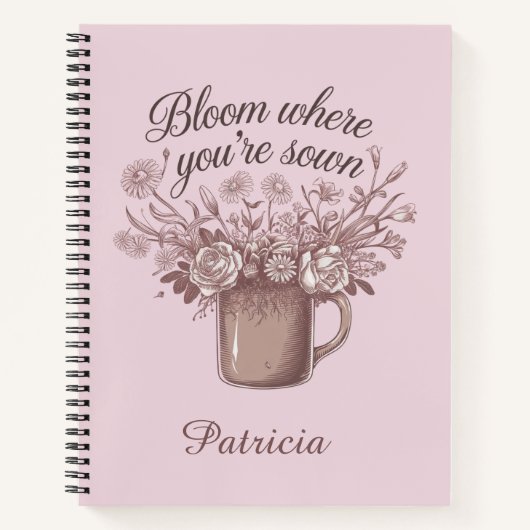 ピンクエレガントやる気を起こさせるフローラ ノートブック (正面)