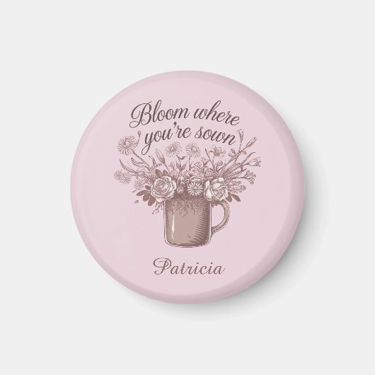 ピンクエレガントやる気を起こさせるフローラ マグネット (正面)