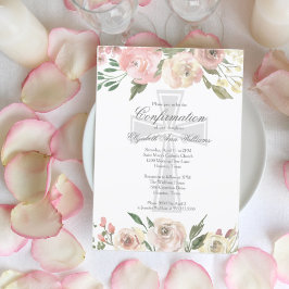 ピンクエレガントアイボリーフローラ宗教確認 招待状