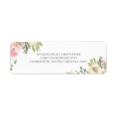 ピンクエレガントアイボリーフローラ結婚差出人住所 ラベル (正面)