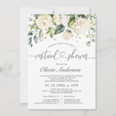 ピンクエレガントアジサイバラバーチャルブライダルシャワー 招待状 (正面)