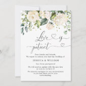 ピンクエレガントアジサイバラ延期 招待状 (正面)