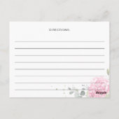 ピンクエレガントアジサイブライダルシャワーレシピカード ポストカード (裏面)