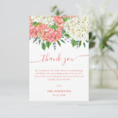 ピンクエレガントアジサイ山花ベビーシャワー サンキューカード (スタンド正面)