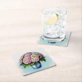 ピンクエレガントアジサイ花紙コースター スクエアペーパーコースター (インサイチュ)