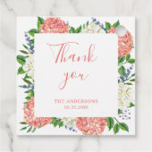 ピンクエレガントアジサイ赤ちゃんシャワーありがとう フェイバータグ (裏面)