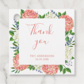 ピンクエレガントアジサイ赤ちゃんシャワーありがとう フェイバータグ (正面)