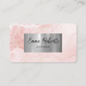 ピンクエレガントアルコールインクデザイン金ゴールドグリッター 名刺 (正面)
