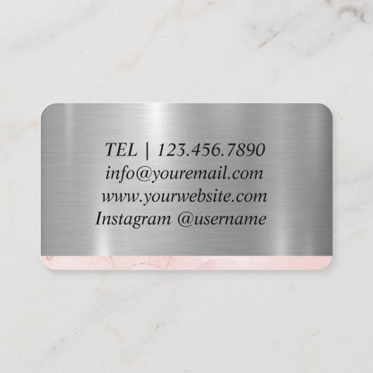 ピンクエレガントアルコールインクデザイン金ゴールドグリッター 名刺 (裏面)