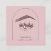 ピンクエレガントアーク美しいサロンQRコード スクエア名刺 (正面)