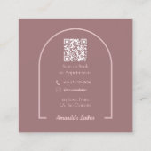 ピンクエレガントアーク美しいサロンQRコード スクエア名刺 (裏面)