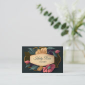 ピンクエレガントイエローフラワーグリーン金ゴールド 名刺 (スタンド正面)