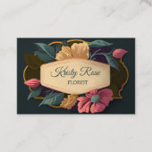 ピンクエレガントイエローフラワーグリーン金ゴールド 名刺 (正面)