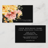 ピンクエレガントイエローフローラブラック名刺 名刺 (正面/裏面)
