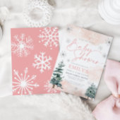 ピンクエレガントウィンターベビーシャワー招待状 招待状