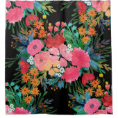 ピンクエレガントウウォータカラーフローラブーケデザイン シャワーカーテン (正面)