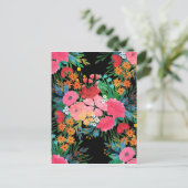 ピンクエレガントウウォータカラーフローラブーケデザイン シーズンポストカード (スタンド正面)