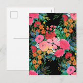 ピンクエレガントウウォータカラーフローラブーケデザイン シーズンポストカード (正面/裏面)