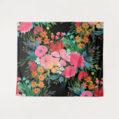 ピンクエレガントウウォータカラーフローラブーケデザイン タペストリー (正面(横))