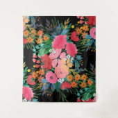 ピンクエレガントウウォータカラーフローラブーケデザイン タペストリー (正面)