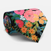 ピンクエレガントウウォータカラーフローラブーケデザイン ネクタイ (ロール)