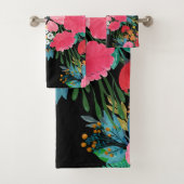 ピンクエレガントウウォータカラーフローラブーケデザイン バスタオルセット (インサイチュ)