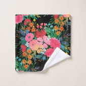 ピンクエレガントウウォータカラーフローラブーケデザイン バスタオルセット (ウォッシュタオル)