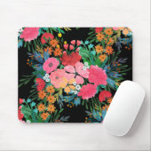 ピンクエレガントウウォータカラーフローラブーケデザイン マウスパッド (マウス)