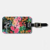 ピンクエレガントウウォータカラーフローラブーケデザイン ラゲッジタグ (正面横)